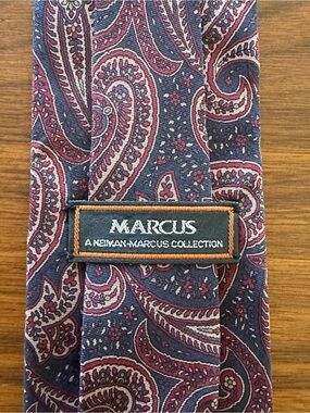 MARCS Paisley Silk Tie in Burgundy and Navy